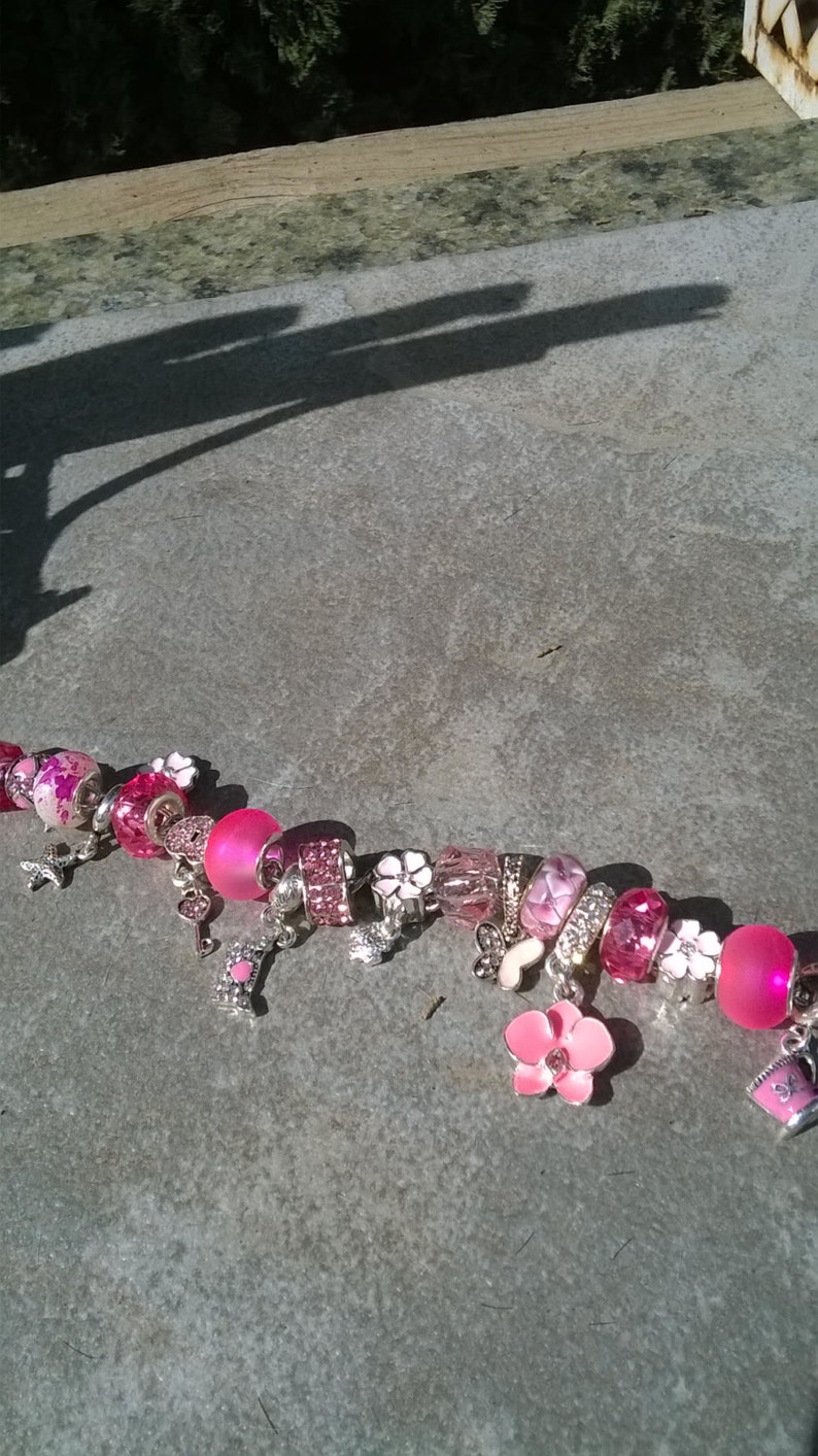 Pink Aurora Style Charm BraceletPink Aurora BraceletPink Glass BraceletPink Charm Bracelet