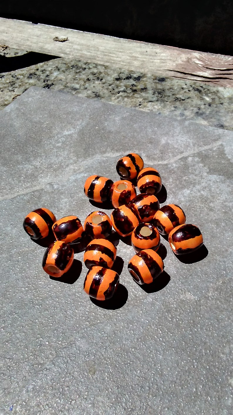 Orange and Black BeadsOrange and Black Hand Painted BeadsHalloween BeadsHand Painted Halloween BeadsBlack and Orange Halloween Beads