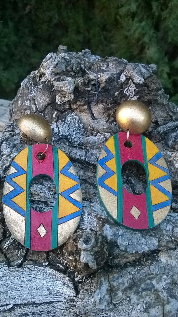 Vintage Tribal African Inspired Earrings/Tribal Af