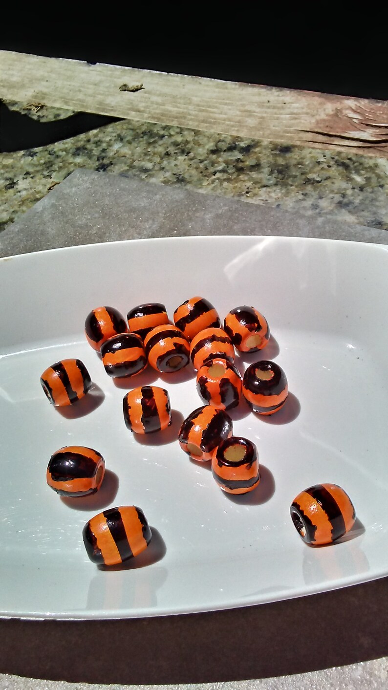 Orange and Black BeadsOrange and Black Hand Painted BeadsHalloween BeadsHand Painted Halloween BeadsBlack and Orange Halloween Beads