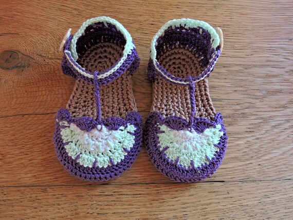 Violet baby sandals crochet pattern. 0 to 6 months. Baby | Etsy