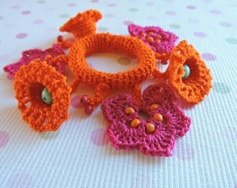 Crochet hair accessories pattern. Crochet hair ties. Crochet headband