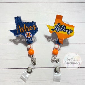 Houston Astros Texas beaded badge reel