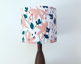 Lampshade, lamp shade, floral lampshade, pastel floral lampshade, tropical lampshade, botanical lampshade, pastel lampshade, drum lampshade