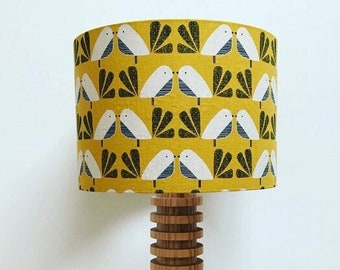 lampshade, lamp shade, table lampshade, bird lampshade, mustard lampshade, scandi lampshade, scandi design, scandi bird design, ceiling lamp