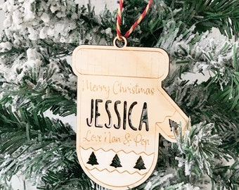 Personalised Christmas Mitten/Personalised Christmas decorations/laser cut/ 1st Christmas/