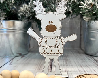 Christmas table names-table names-Christmas table decor-snowman-reindeer-gingerbread man-Christmas tree