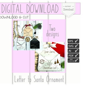 Letter to Santa, Letter to Santa SVG, Santa letter, Letter to Santa ornament, Christmas list, Christmas list cut file, EPS, SVG, laser file