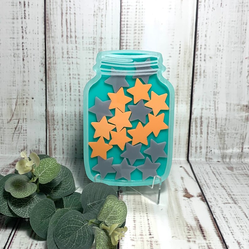 Digital Download Reward Jar with Stand-Stars & Hearts-SVG-Ai-PDF-SVG-Laser Cut File image 4