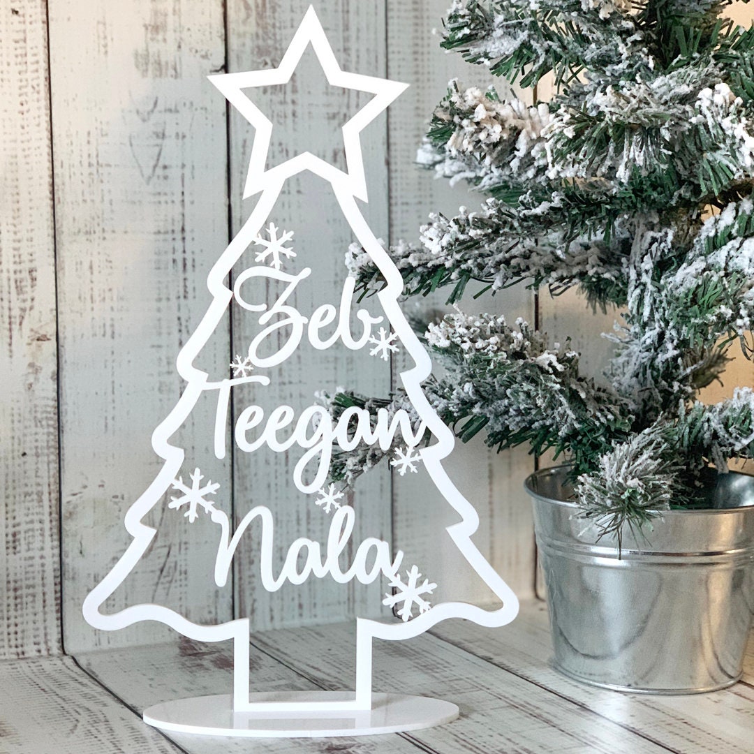 Family Names Christmas Tree Laser Cut Christmas Tree Wooden Christmas