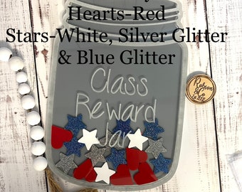 Extra Large Reward Jar with Stand & Hearts - Reward Jar - Reward Motivation - Behaviour Chart - Children's Learning Aid