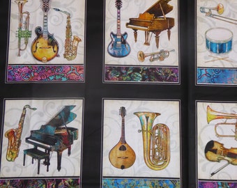 Patchwork fabric musical instruments pictures