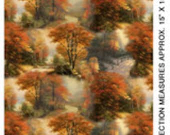 Patchwork fabric autumn forest matching pictures
