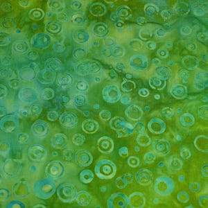 Tessuto patchwork batik verde/blu con motivi a spirale