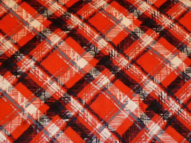 Patchwork fabric red black white scotch plaid image 1