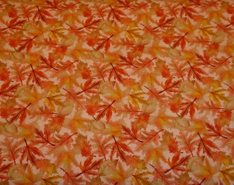 Tela patchwork hojas otoñales naranja amarillo
