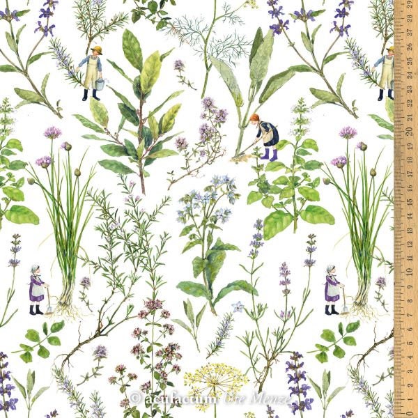 Cotton fabric herbal love acufactum