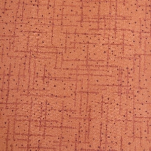 Peut inclure: Gros plan sur un tissu texturé avec un fond couleur pêche. Le tissu présente un motif de lignes entrecroisées et de petits points brun foncé. Les lignes créent un motif quadrillé sur la surface du tissu.