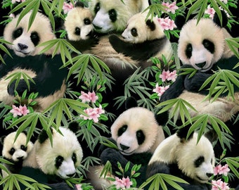 Patchworkstoff Pandabären groß