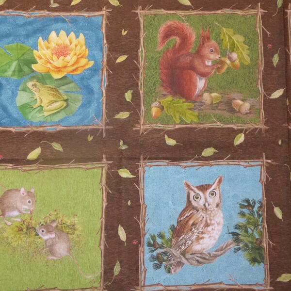 Images d'animaux de la forêt en tissu patchwork