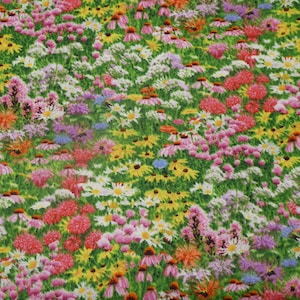 patchwork fabric colorful summer meadow