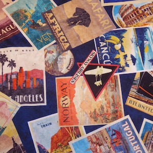 Patchworkstoff  Ansichtskarten allover