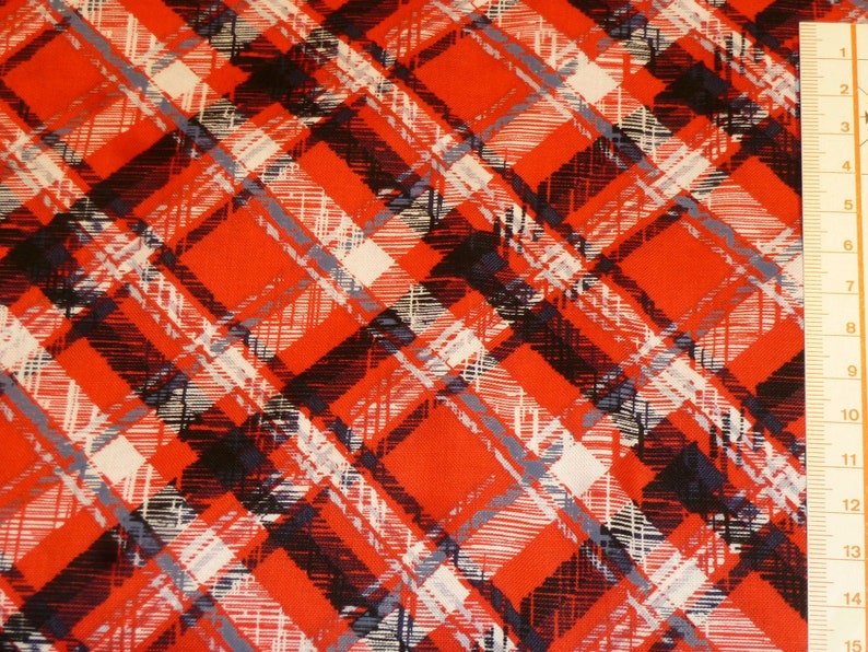 Patchwork fabric red black white scotch plaid image 2