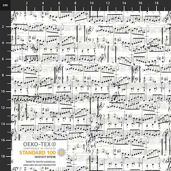 Patchwork fabric sheet music black/white