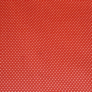 Könnte beinhalten: Roter Stoff mit weißen Punkten.