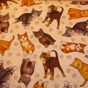 Patchwork fabric little cats allover drawn
