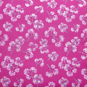 Patchwork fabric pink with flowers in silver