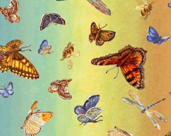Patchworkstoff Schmetterlinge auf Farbverlauf