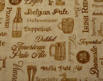 Tissu patchwork police de bière all over beige
