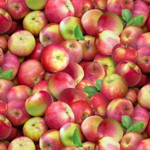 May include: A large pile of red and green apples. The apples are arranged in a random pattern and some are slightly overlapping.