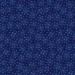 May include: A dark blue background with a repeating pattern of small white stars.