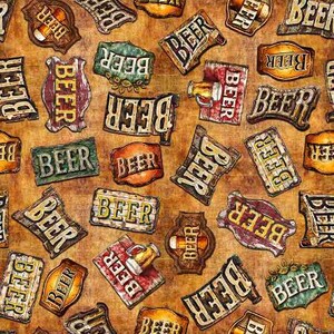 Peut inclure: Un motif sans couture composé de diverses enseignes de style vintage avec le mot "BEER" dans différentes polices et couleurs. Les enseignes sont sur un fond brun avec une texture vieillie.