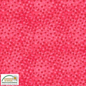 Könnte beinhalten: Pinkfarbener Stoff mit einem weißen Tupfenmuster. Die Punkte sind unterschiedlich groß und zufällig über den Stoff verteilt.