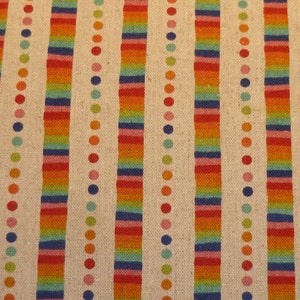 Patchworkstoff Regenbogenmuster auf Leinen Bild 1