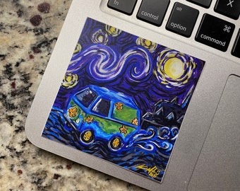 STICKER “Starry Mystery,” Mashup, Starry Night, Parody Art, Mashup Art, Vinyl Sticker, Van, Car, Weatherproof