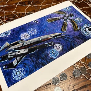 Starry Normandy, Space, Stars, Mass, Starry Night, Parody Art, Mashup Art, Fine Art