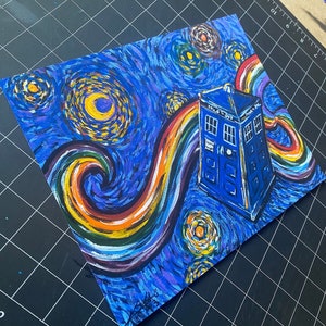 Starry Thirteen, Phone Box, Parody Art, Mashup Art, Rainbow, Thirteenth Doctor, Fine Art