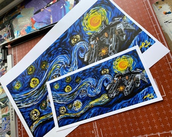 Starry Legends, Starry Night, Time Travelers, Sara, Lance, LoT, Art Print, Mashup Art, Parody Artwork, Fine Art