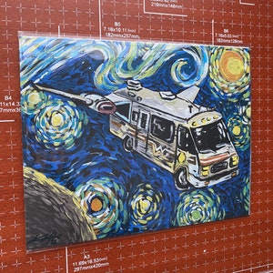 Starry Balls, by Korrine Maher, Fanart, Mashup, Starry Night, Space, Car, Art Print, Giclee