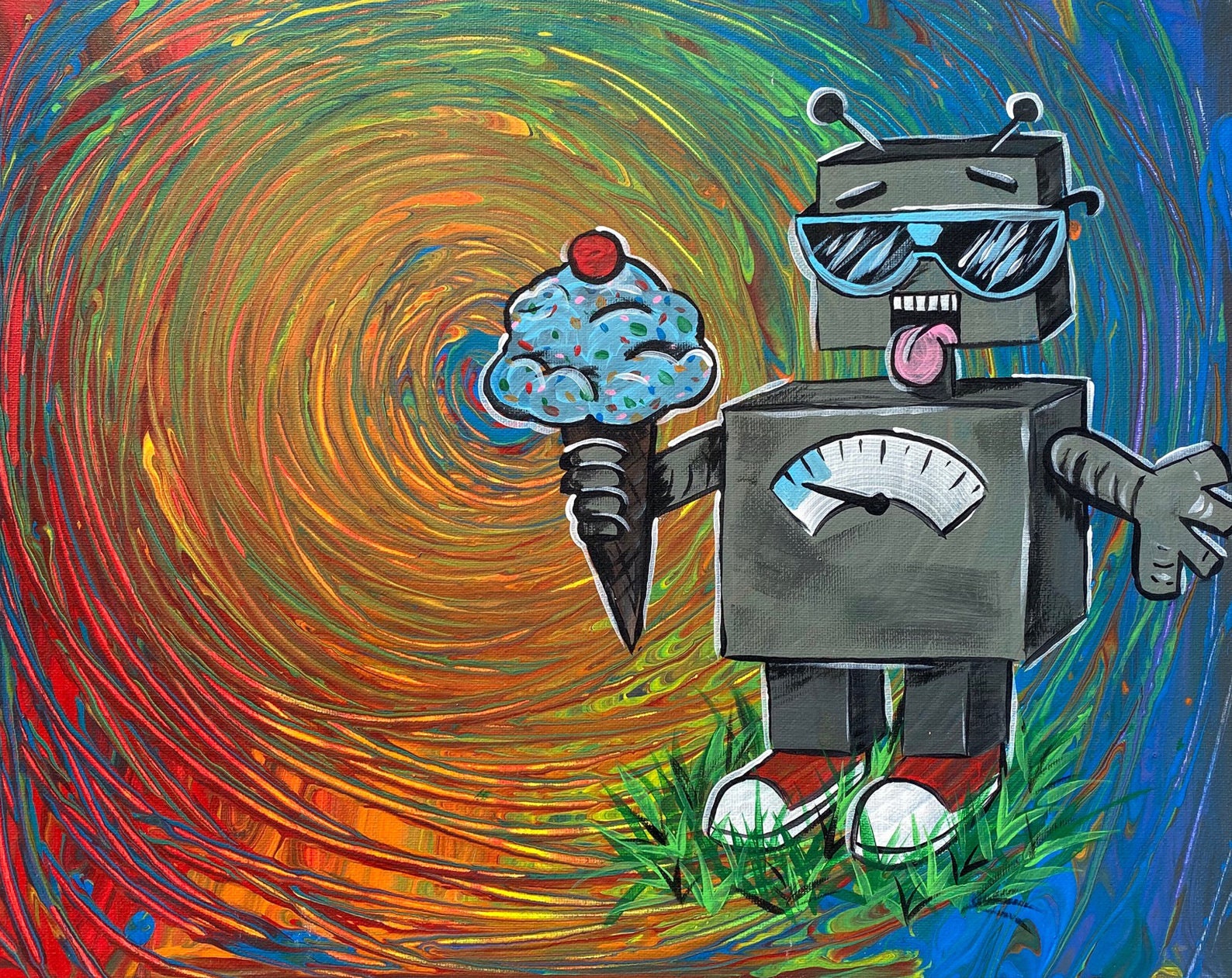 PRINT, Robot Print, Fun Print, Print of Original Painting, Colorful ...