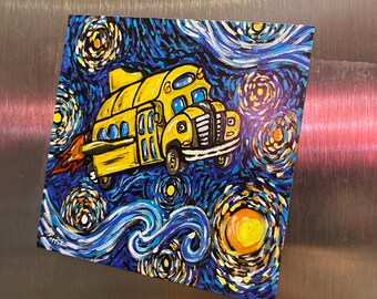 Fan Art MAGNET Starry Night Refrigerator Mqgnet “Starry Balls,” Space Balls Mashup Art Parody Art
