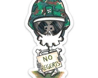 STICKER, Veteran Made, Army, Skullzy Skully, Veteran Humor, US Military, Vinyl Sticker, US Army