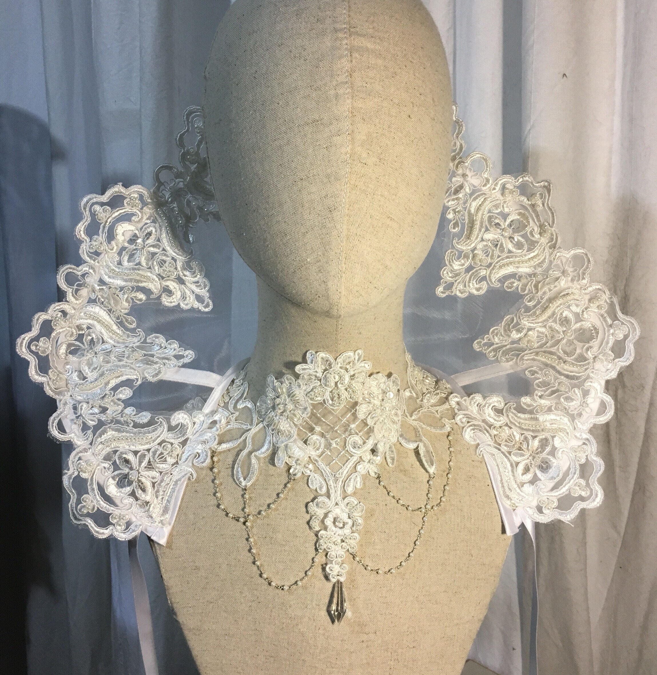 Elizabethan gothic Collar pointed lace standing alone Etsy