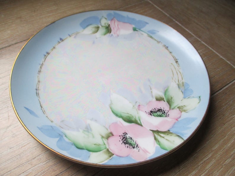 Vintage hand painted dessert plates ~ Set of four
