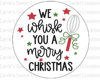 We Whisk You A Merry Christmas Printable Tags- Cookie Tags- Christmas Party Tags- Digital Download