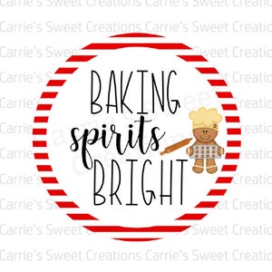 Baking Spirits Bright Printable Tags- Cookie Tags- Christmas Tags- Christmas Party Supplies- Digital Download